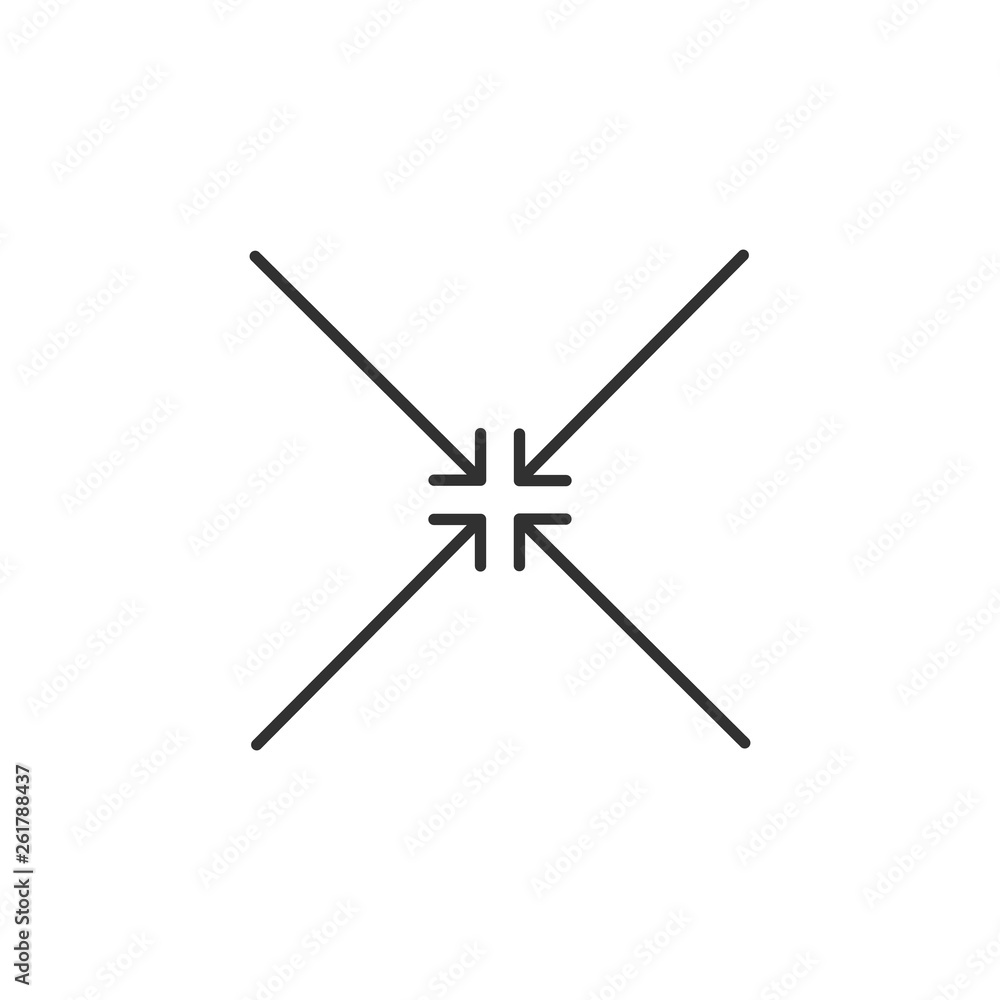 four black squared arrows point to the center. Meeting point. Merge Directions icon. Vector illustration isolated on white background four black squared arrows point to the center. Meeting point. Merge Directions icon. Vector illustration isolated on white background
