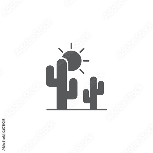 Cactus and sun vector icon isolated on white background