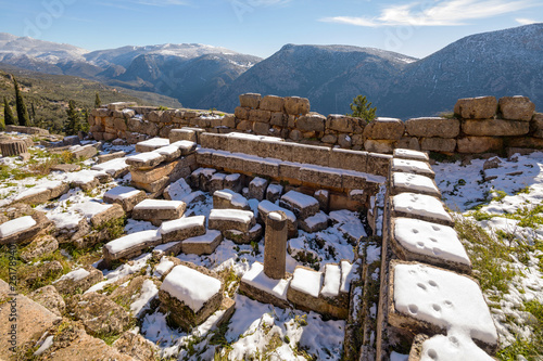 Wallpaper Mural Delphi archaeological site with snow in a sunny day Torontodigital.ca