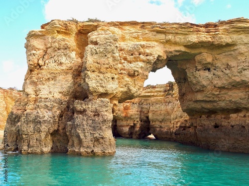 Beautiful caves in turquoise water between Albufeira and Benagil cave © Stimmungsbilder1