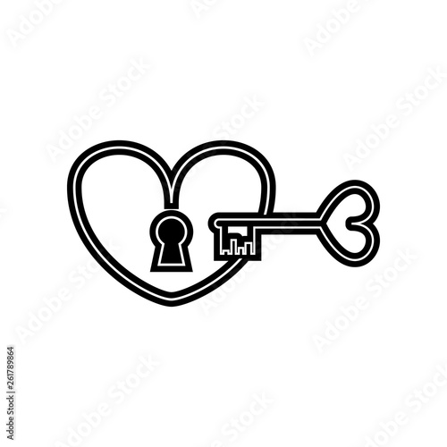 key from the heart icon. Element of Valentine for mobile concept and web apps icon. Glyph, flat icon for website design and development, app development