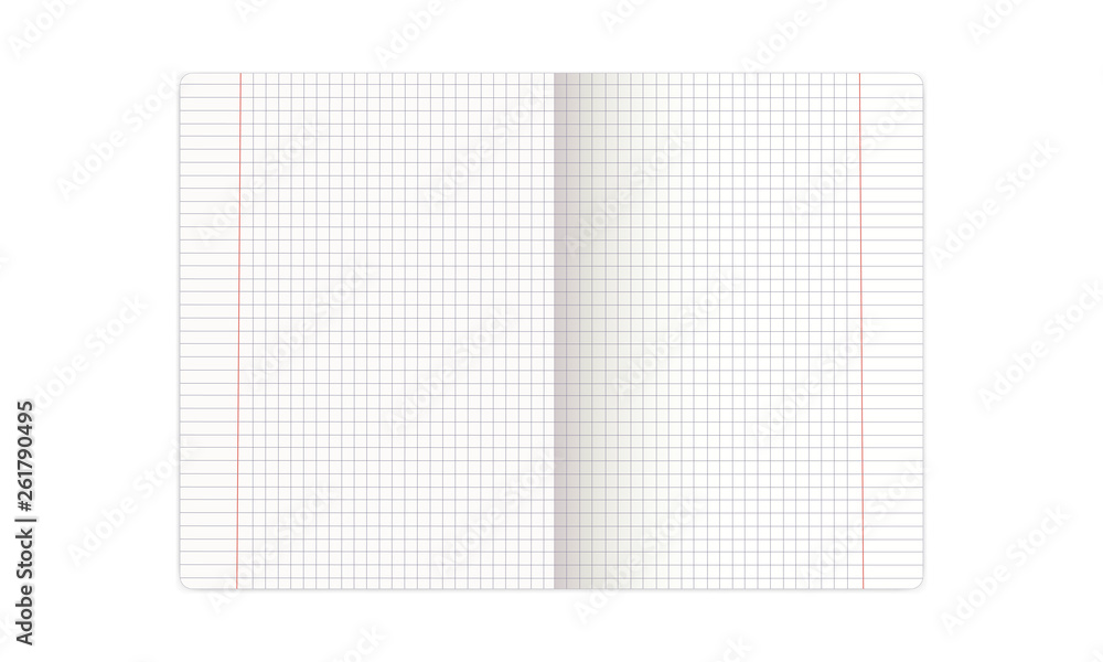 Opened notebook in a cage isolated on white background. Vector illustration Opened notebook in a cage isolated on white background. Vector illustration