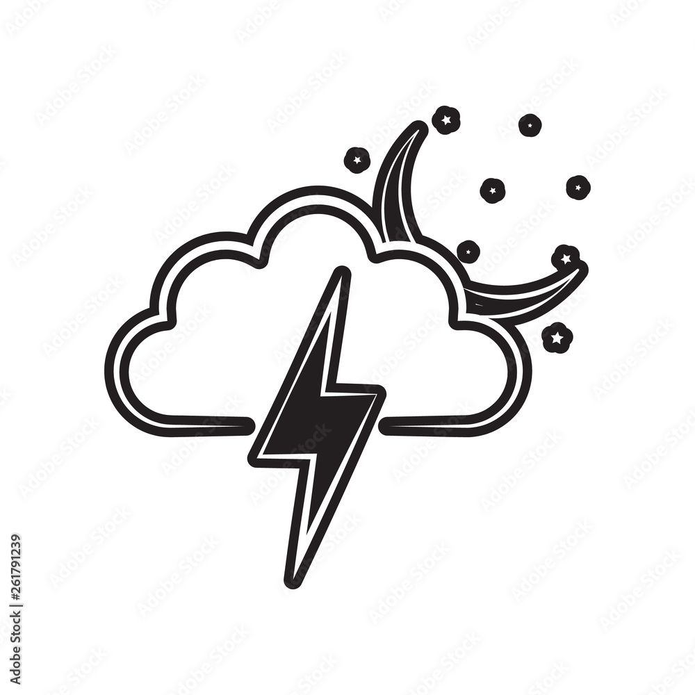 a sign of a night storm icon. Element of Weather for mobile concept and web apps icon. Outline, thin line icon for website design and development, app development a sign of a night storm icon. Element of Weather for mobile concept and web apps icon. Outline, thin line icon for website design and development, app development