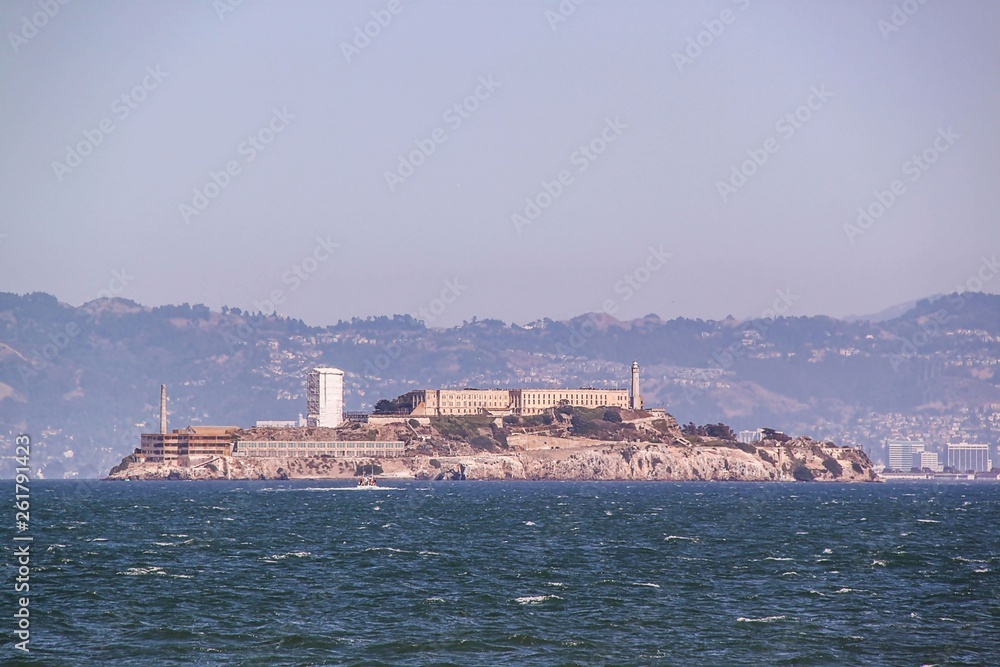 San Francisco. View on Prison Alcatraz. Maximum high security federal prison. USA.