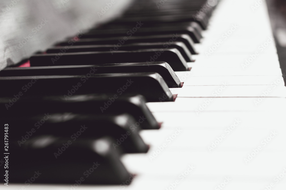 Close up piano keys black and white Close up piano keys black and white