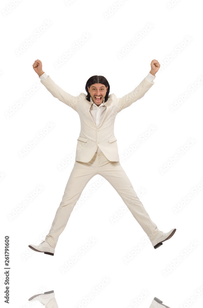 Man in funny concept isolated on white Man in funny concept isolated on white