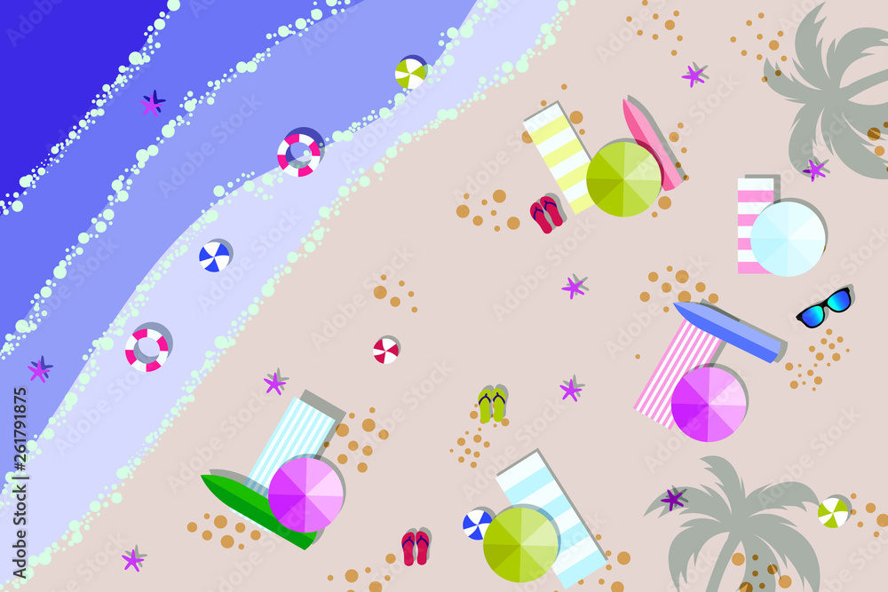 Beach top view. Summer holidays background. Exotic isle and sea Beach top view. Summer holidays background. Exotic isle and sea