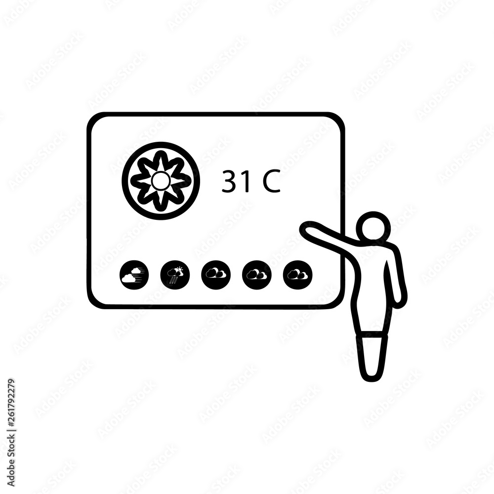 girl says weather forecast sign icon. Element of Weather for mobile concept and web apps icon. Outline, thin line icon for website design and development, app development