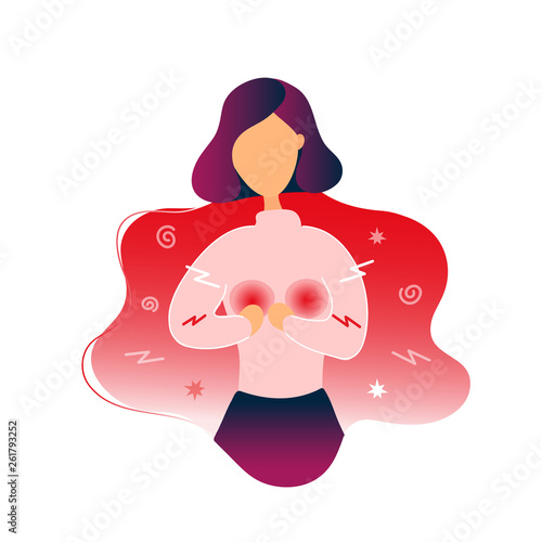 Sick woman with breast pain