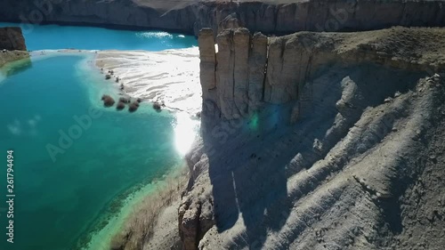 Band-e Amir Lakes. Band-e Amir National Park, Bamyan Province, Afghanistan. Aerial. Birds eye view. Flyover. photo