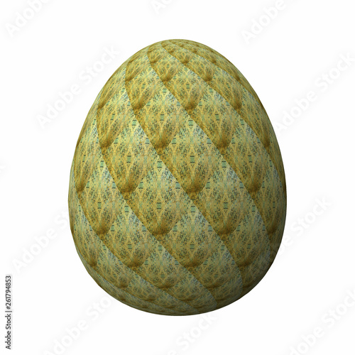 Artfully designed and colorful easter egg  ornate geometric and abstract colored pattern on white background