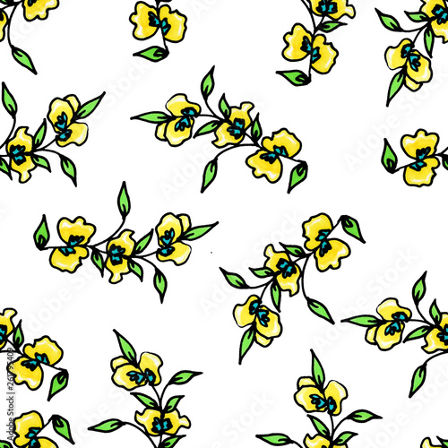 Seamless flower pattern. Gentle spring and summer flowers. Print for fabric and other surfaces.