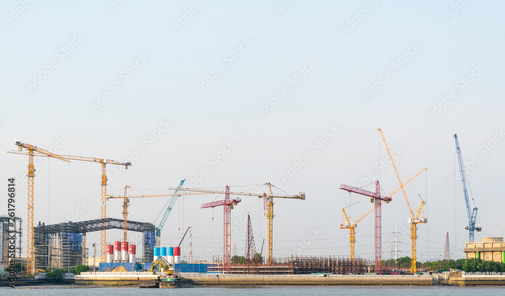 Construction cranes in building construction