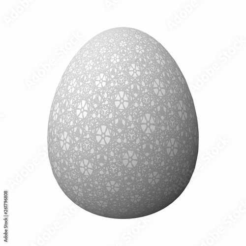 Artfully designed and colorful easter egg  ornate geometric and abstract colored pattern on white background