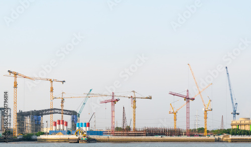 Construction cranes in building construction