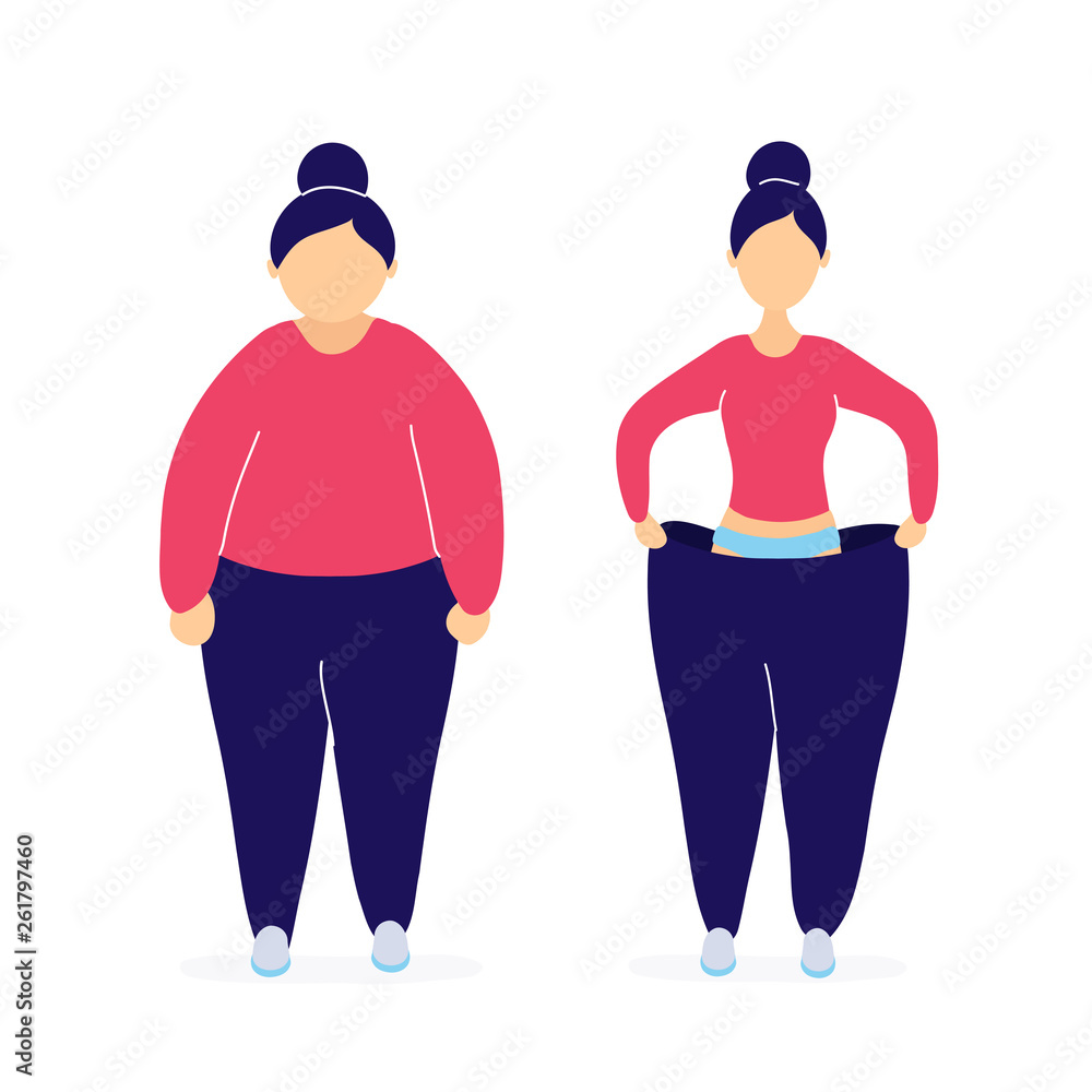Fat and slim woman before and after weight loss Fat and slim woman before and after weight loss