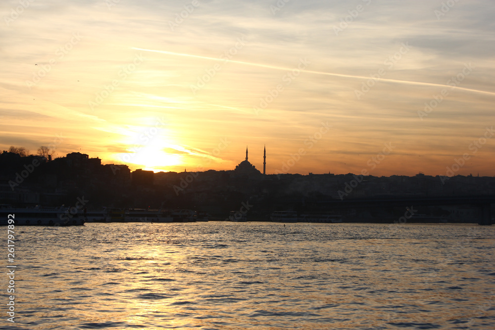 Sundown at the Bosporus in Istanbul