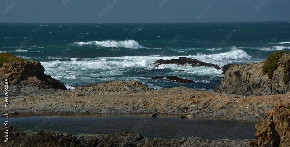 Impressions from Fort Bragg Glass Beach in Mendocino County from April 28, 2017, California USA