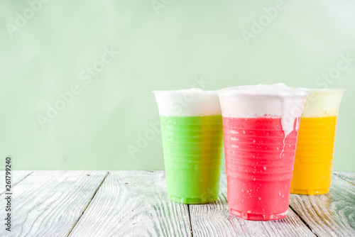 Colorful iced fog tea drinks