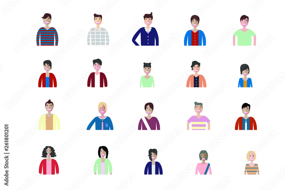 Business man and woman icons. Group of working people. Different nationalities characters. Flat style design Infographic elements Business man and woman icons. Group of working people. Different nationalities characters. Flat style design Infographic elements