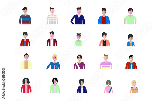 Business man and woman icons. Group of working people. Different nationalities characters. Flat style design Infographic elements 