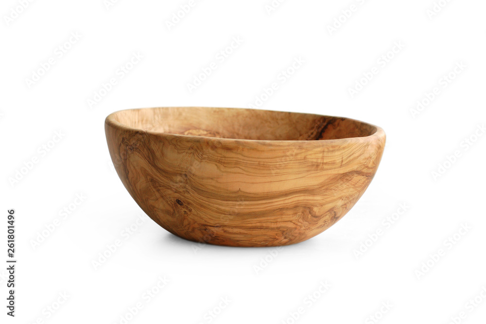Empty wooden bowl with natural pattern isolated on white background. Empty wooden bowl with natural pattern isolated on white background.