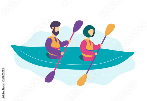 Cute modern young couple kayaking © Inna