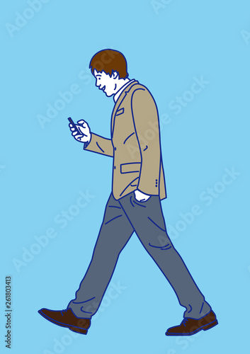 歩きスマホの男性