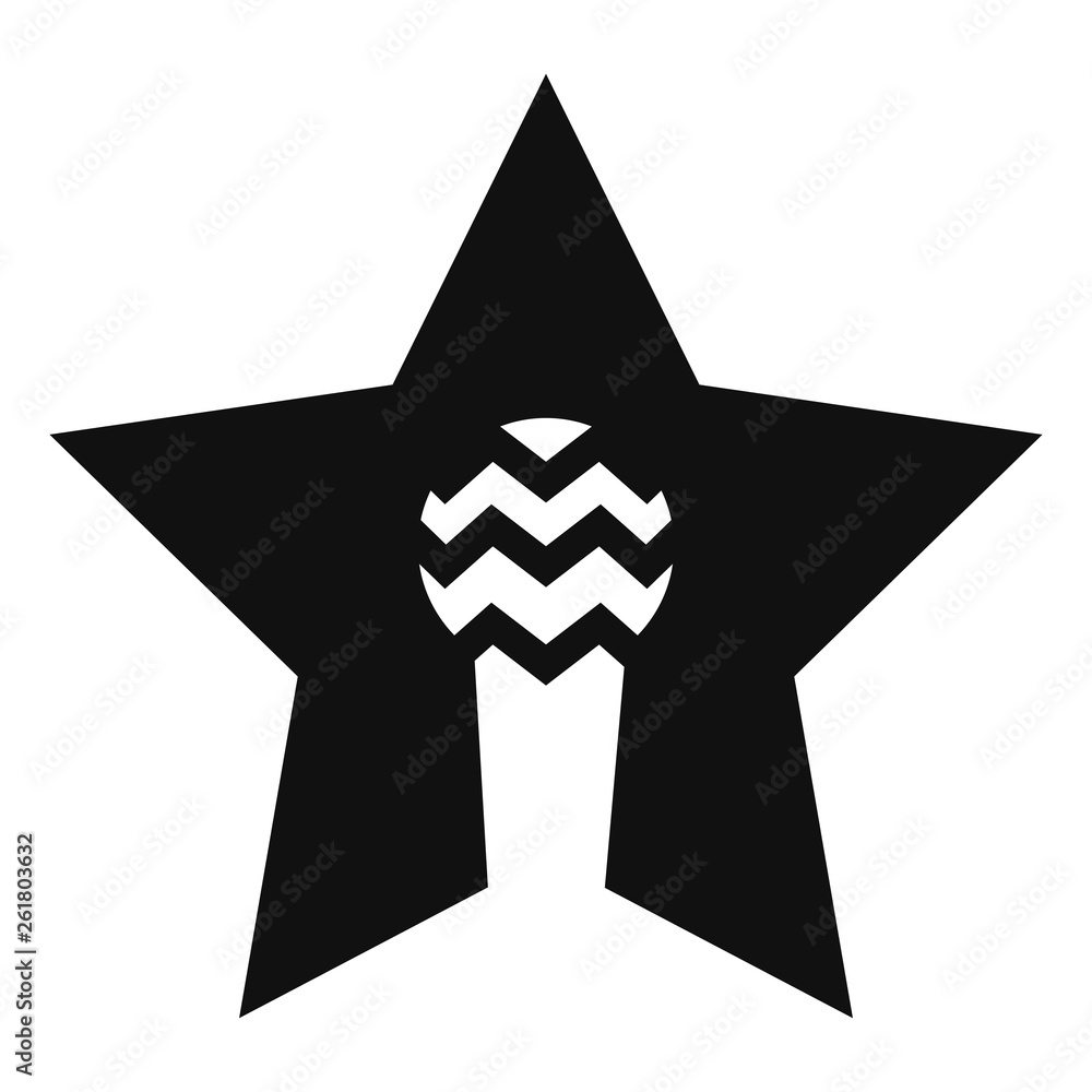 Star with symbol in shape. Black and white icon. Star with symbol in shape. Black and white icon.