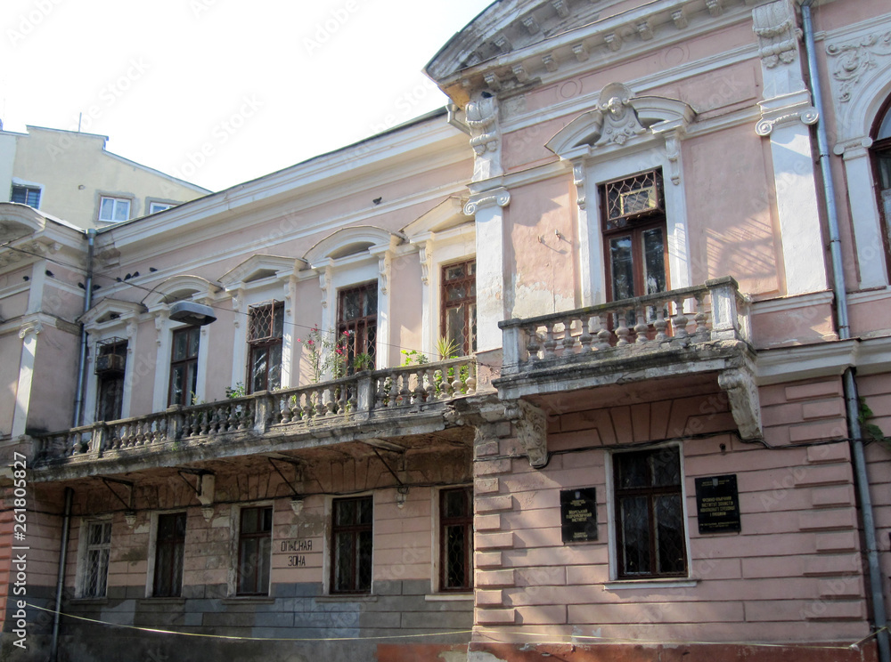 old historic city apartment buildings in downtown odessa