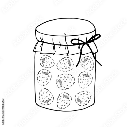 Set of colored hand drawn vector illustration. Set of pickle jars with vegetables. Set with tinned vegetables.