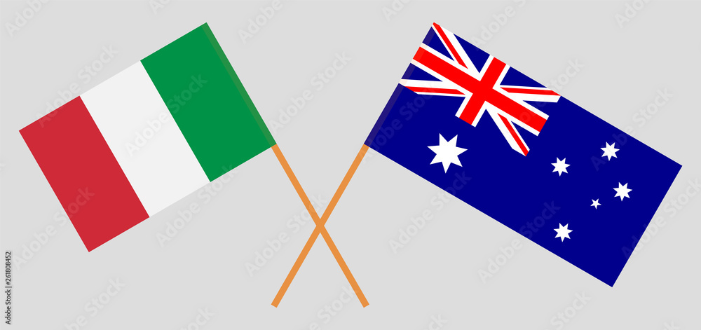 Australia and Italy. The Australian and Italian flags. Official colors. Correct proportion. Vector Australia and Italy. The Australian and Italian flags. Official colors. Correct proportion. Vector