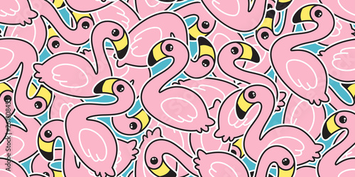 Flamingo seamless pattern vector pink Flamingos exotic bird summer tropical cartoon tile background repeat wallpaper scarf isolated illustration