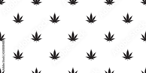 Marijuana weed seamless pattern vector cannabis leaf tile background scarf repeat wallpaper isolated plant