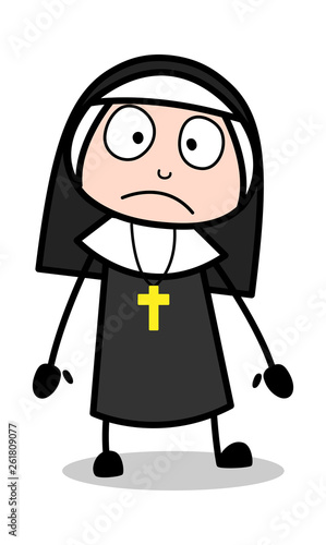 Innocent - Cartoon Nun Lady Vector Illustration﻿
