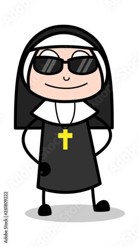 Modern - Cartoon Nun Lady Vector Illustration﻿