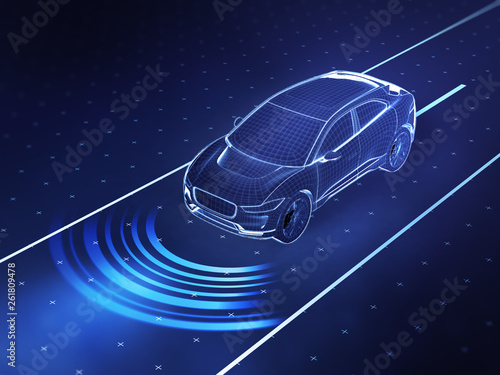 Autonomous driving concept illustration - 3d rendering photo