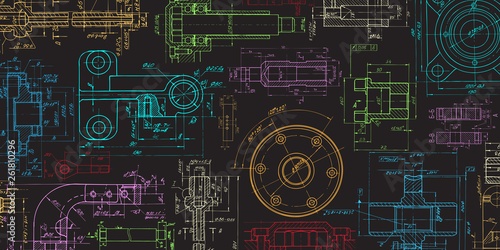 Technical drawing background .Mechanical Engineering drawing.