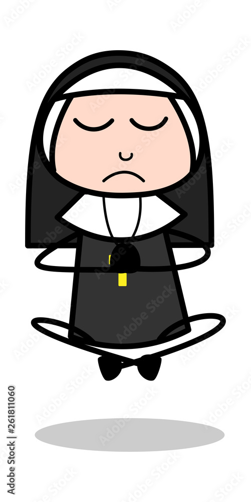 Meditation - Cartoon Nun Lady Vector Illustration Meditation - Cartoon Nun Lady Vector Illustration