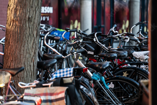 Bicycles are parking at bicycles parking place