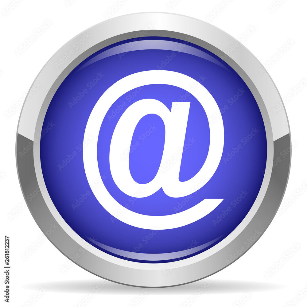 E mail icon. Round bright blue button. E mail icon. Round bright blue button.