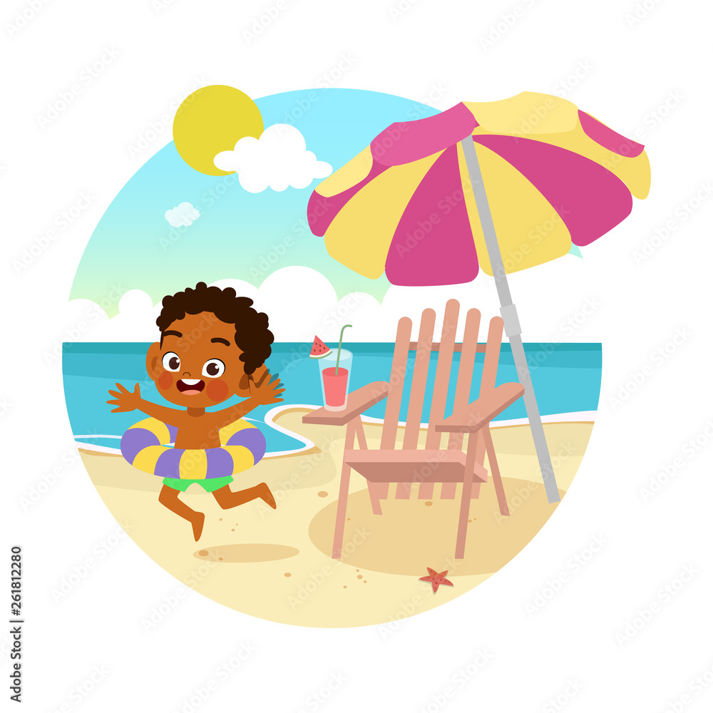 kids play at the beach vector illustration kids play at the beach vector illustration