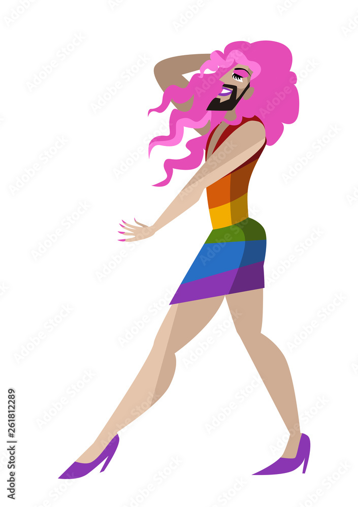 drag queen with pride flag dress Stock Vector | Adobe Stock
