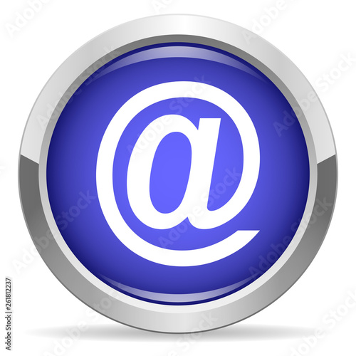 E mail icon. Round bright blue button.