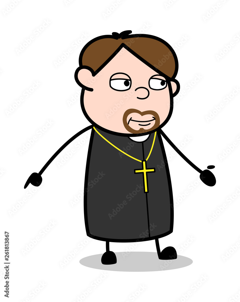 Silently Talking - Cartoon Priest Religious Vector Illustration Silently Talking - Cartoon Priest Religious Vector Illustration