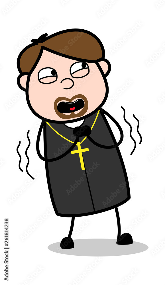 Fearful - Cartoon Priest Religious Vector Illustration Fearful - Cartoon Priest Religious Vector Illustration