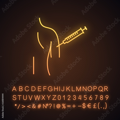 Vaccination neon light icon