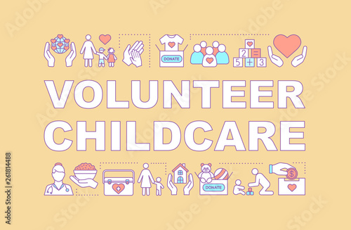 Childcare volunteering word concepts banner