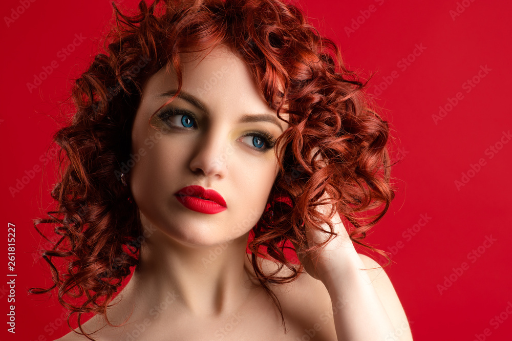 portrait sensual beautiful woman with red hair closeup portrait sensual beautiful woman with red hair closeup