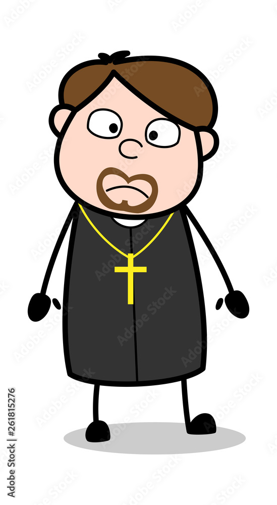 Nervous - Cartoon Priest Religious Vector Illustration Nervous - Cartoon Priest Religious Vector Illustration